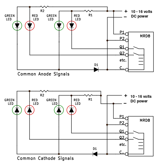 detectors and LED signals