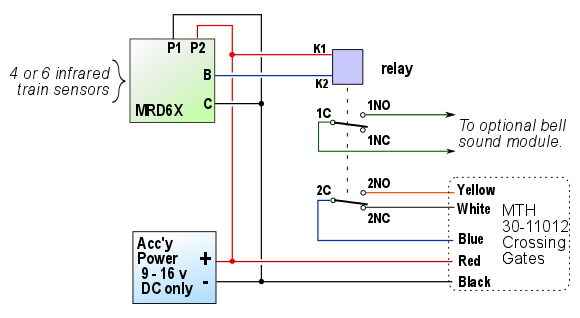 Two or more MRD6-X units can be connected to the relay to protect 