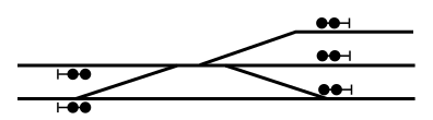 dual crossover with branch, narrow side, center