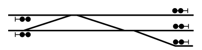 dual crossover with branch, wide side, offset